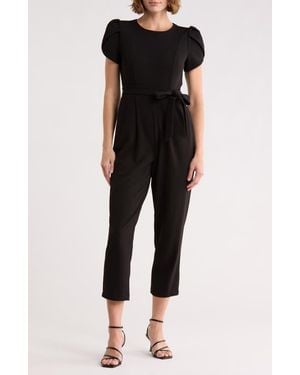 Calvin Klein Tulip Sleeve Belted Jumpsuit - Black