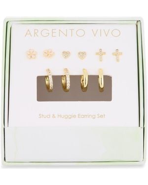 Argento Vivo Set Of 5 Stud & Huggie Earrings - White