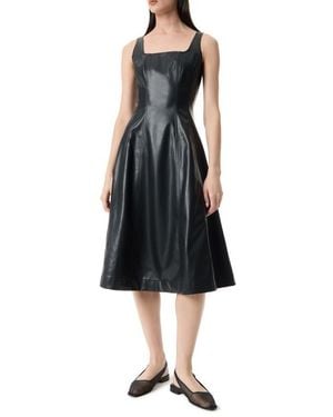 Robert Rodriguez Nova Square Neck Faux Leather Midi Dress - Black