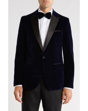 Tom Baine Peak Lapel Velvet Dinner Jacket - Blue