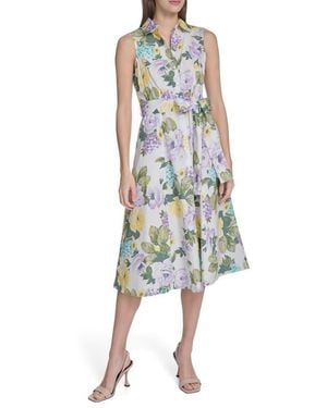 Calvin Klein Sleeveless Cotton Shirtdress - Multicolor