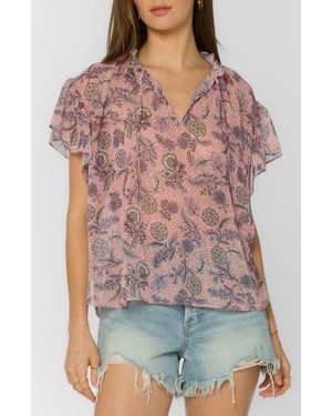 Velvet Heart Sahara Flutter Sleeve Top - Red