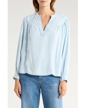 Rails Fable Split Neck Chambray Top - Blue