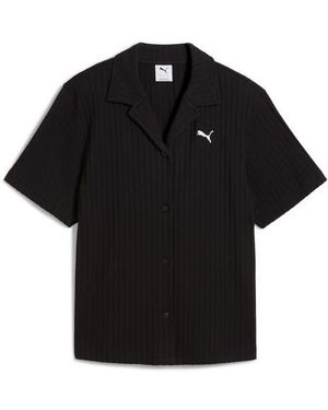 PUMA Closet Essentials Stripe Camp Shirt - Black