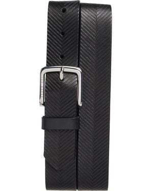 Ted Baker Herringbone Leather Belt - Black
