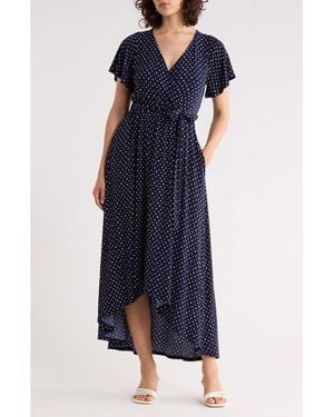 WEST K Flutter Sleeve High-Low Dress - Blue