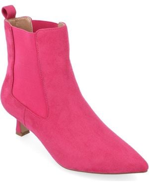 Journee Collection Pointed-Toe Vegan Leather Bootie - Pink
