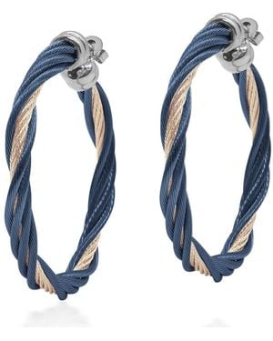 Alor Carnation & Blueberry Twisted Cable Hoop Earrings