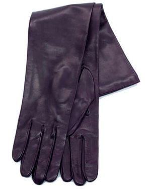 Portolano Silk Lined Leather Gloves - Purple