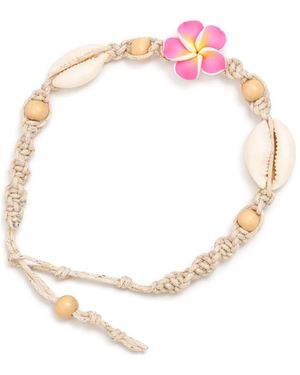 Rebel Shell Beaded Flower Anklet - Pink
