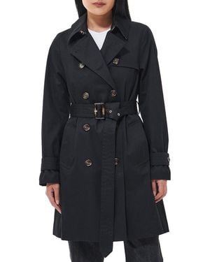 Barbour Greta Belted Water Resistant Twill Trench Coat - Black