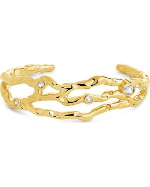 Sterling Forever Tully Cubic Zirconia Molten Cuff Bracelet - Metallic
