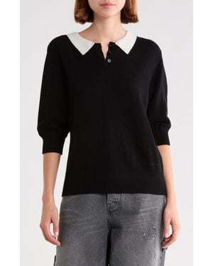 Marc Jacobs Trompe L'Oeil Knit Polo - Black