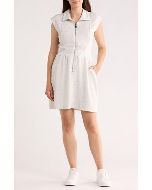 O.L. Cap Sleeve Zip Front Scuba Dress - White