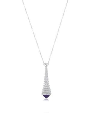 Suzy Levian Eiffel Tower Pavé Cubic Zirconia & Enamel Pendant Necklace - White