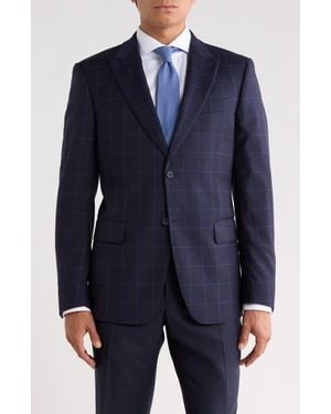 John Varvatos Windowpane Wool Sport Coat - Blue