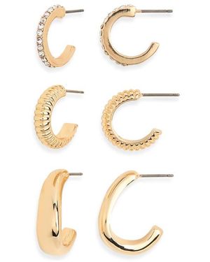 Anne Klein Set Of 3 Puffy Hoop Earrings - White
