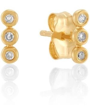 Frankie & Zoe Bezel Trio Diamond Stud Earrings - Metallic