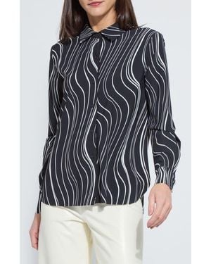 Lyssé Connie Slim Fit Animal Print Button-Up Shirt - Black
