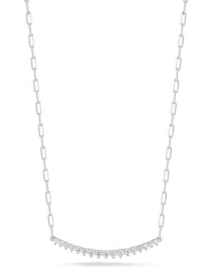 Chloe and Madison Cubic Zirconia Bar Necklace - White