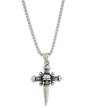 Ed Hardy Skull & Crossbones Pendant Necklace - White