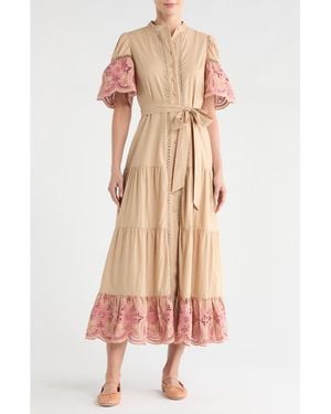 Love By Design Southampton Embroidered Maxi Shirtdress - Natural