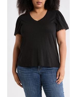 Caslon Scallop Trim T-Shirt - Black