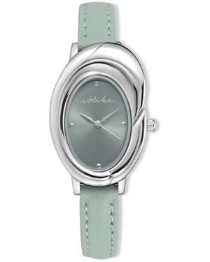 Ettika Bubble Dome Leather Strap Watch - Gray