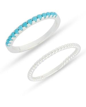 Argento Vivo Set Of 2 Semiprecious Stone Stackable Rings - Blue