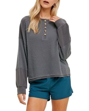Wishlist Thermal Henley Pullover - Gray