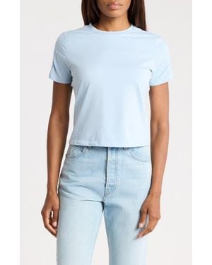 French Connection Rallie Ruched Sleeve Cotton T-Shirt - Blue