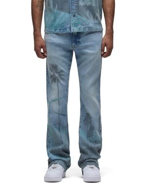 Hudson Jeans Walker Laser Print Kick Flare Jeans - Blue