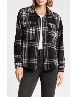 Beach Lunch Lounge Tory Boxy Crop Plaid Shacket - Black