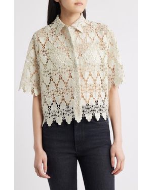 FRAME Lace Button-Up Shirt - Blue