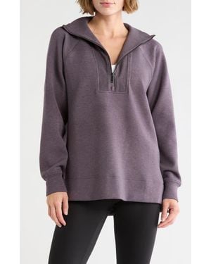 Spanx Air Essentials Brushed Half-Zip Sweatshirt - Purple