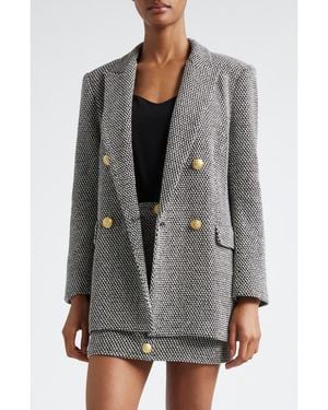 L'Agence Riva Double Breasted Knit Blazer - Gray