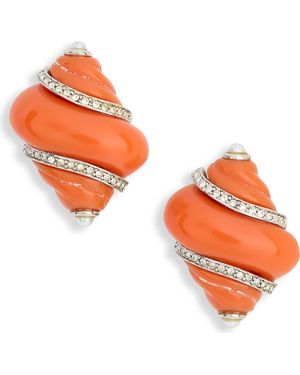 Kenneth Jay Lane Shell Statement Earrings - Orange
