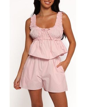 Petal & Pup Sharie Cotton Babydoll Tank & Shorts Set - Pink