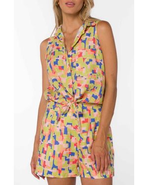 Velvet Heart Lilliana Sleeveless Linen Button-Up Shirt - Orange