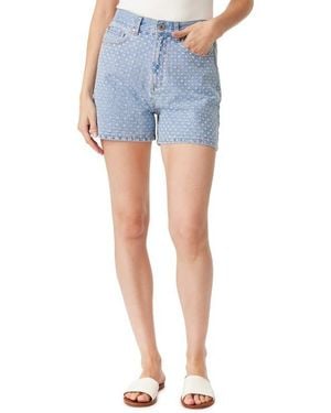 Habitual High Waist Eyelet Denim Shorts - Blue