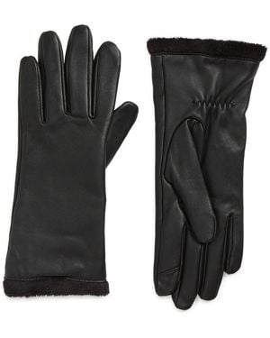 Cole Haan Faux Fur Lined Tech Leather Gloves - Black