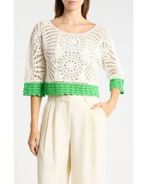 Ramy Brook Kristina Openwork Top - Green