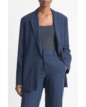 Vince Relaxed Textured Blazer - Blue