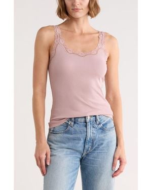 Leith Lace Trim Tank - Blue
