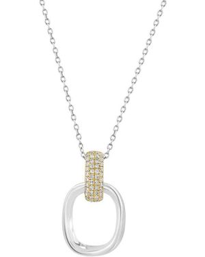 Effy Two-Tone Pavé Diamond Oval Pendant Necklace - Metallic