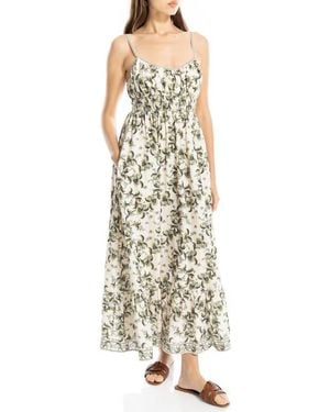 Max Studio Smocked Empire Waist Maxi Dress - Natural