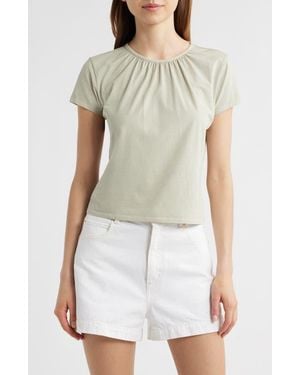 FRAME Gathered Cotton Blend T-Shirt - Multicolor