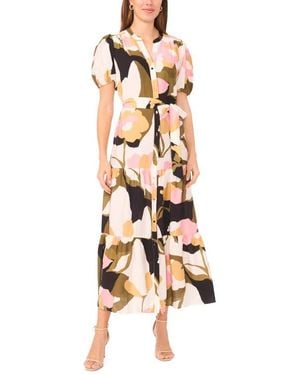 Msk Belted Button Front Maxi Dress - White