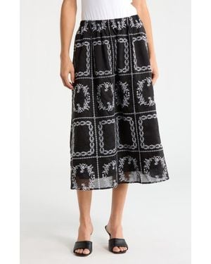 NSR Embroidered Midi Skirt - Black