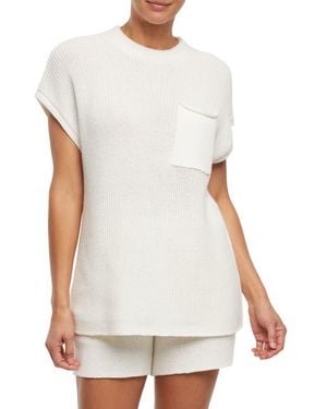 Three Dots Michaela Pocket Knit T-Shirt - White